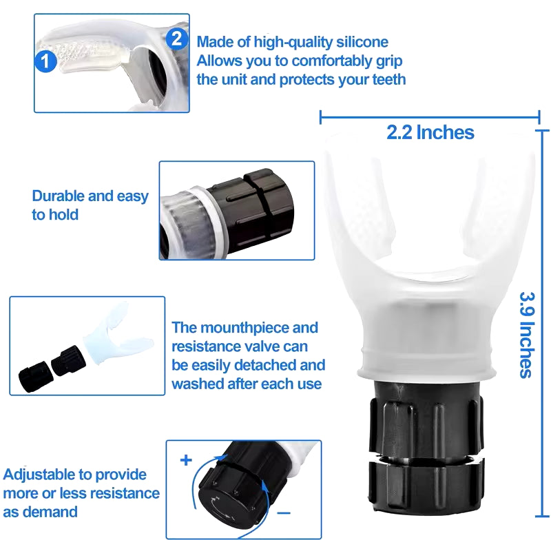 Portable Lung Capacity Abdominal Breathing Trainer with Adjustable Resistance