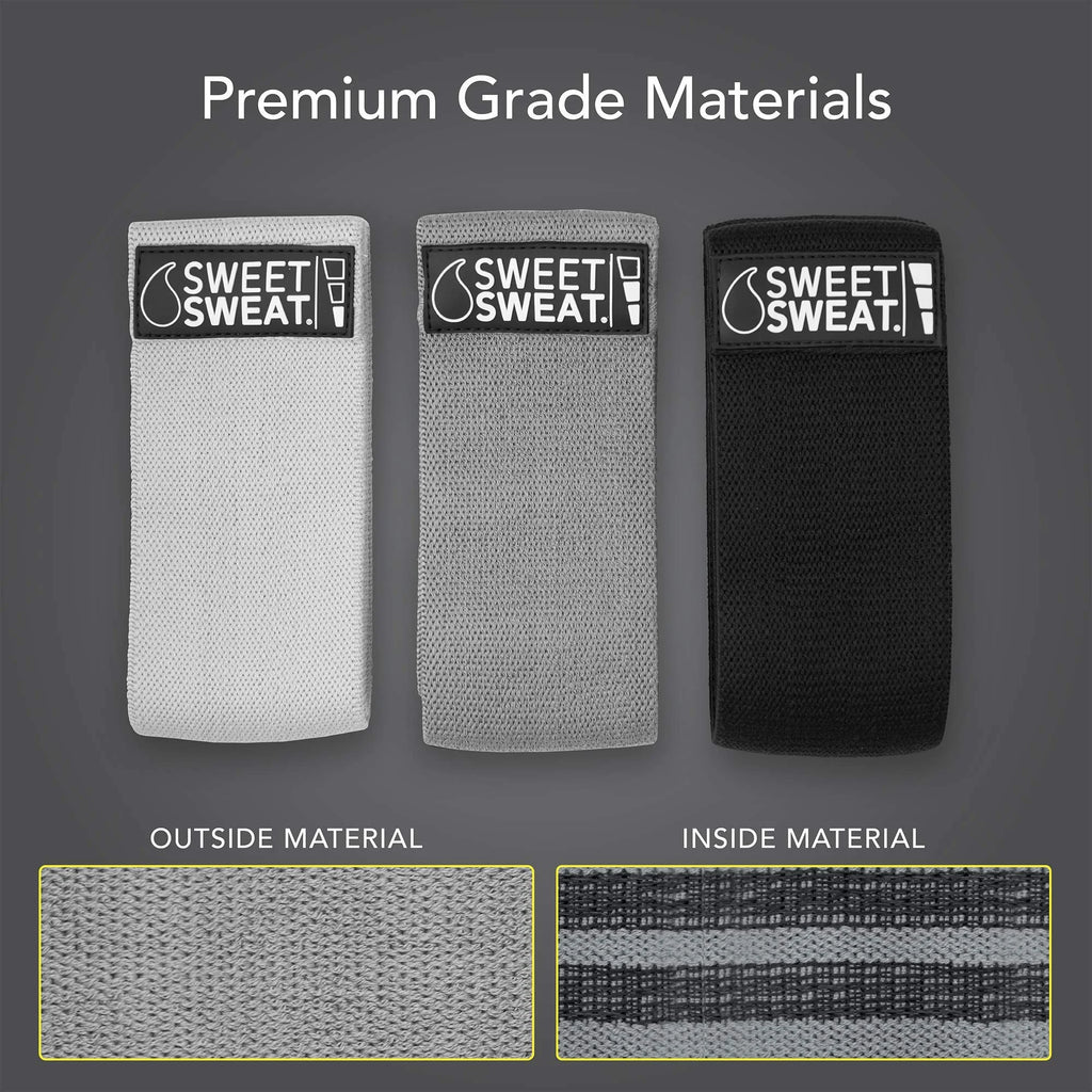 Sweet Sweat 3-Pc Hip Resistance Bands Set Non-Slip Booty Bands with Mesh Bag