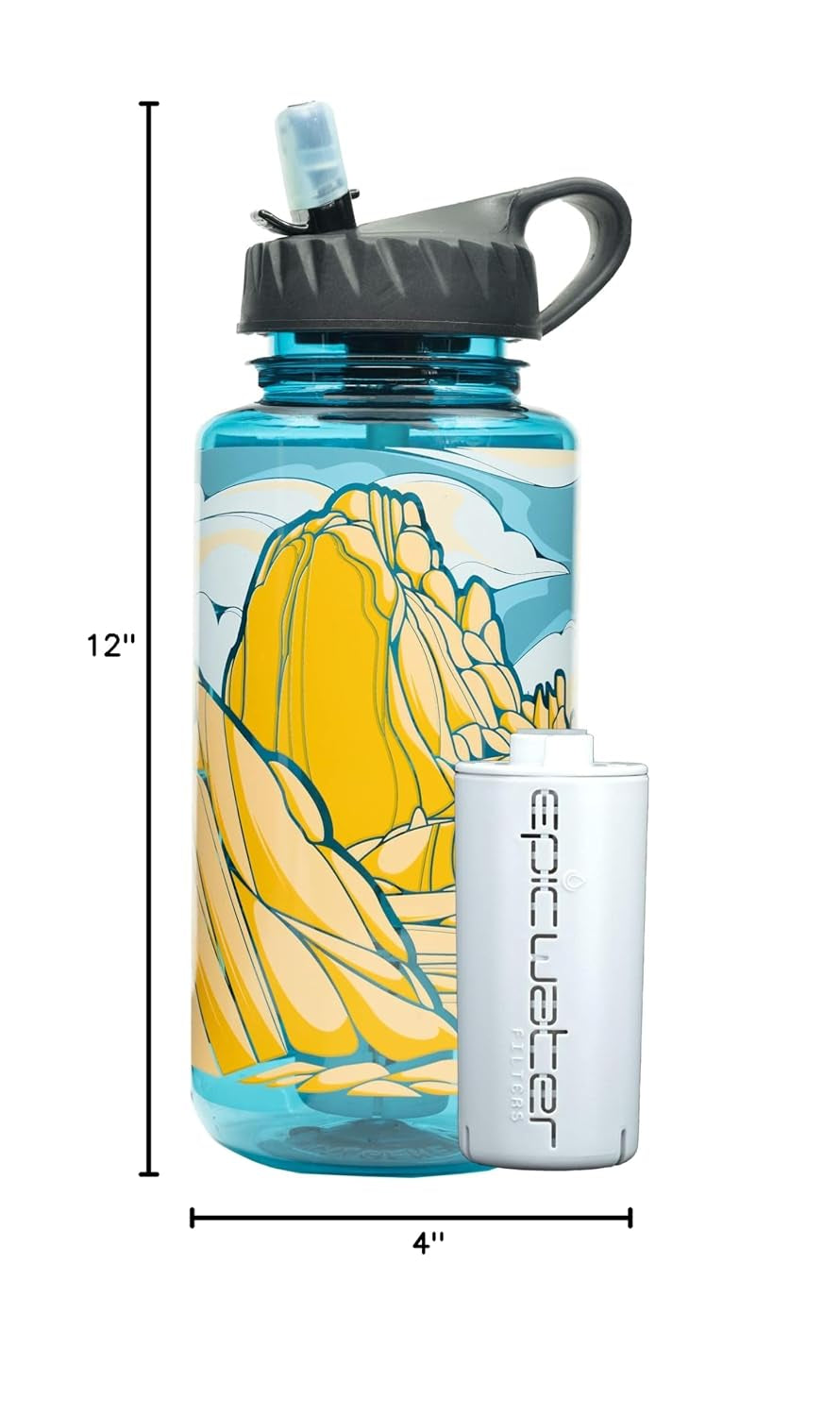 Nalgene OG Water Bottle with Filter, USA Made, BPA Free, Removes 99.99% Tap Water Contaminants, Forever Chemicals, Access Fund 23 Art, 32 Oz