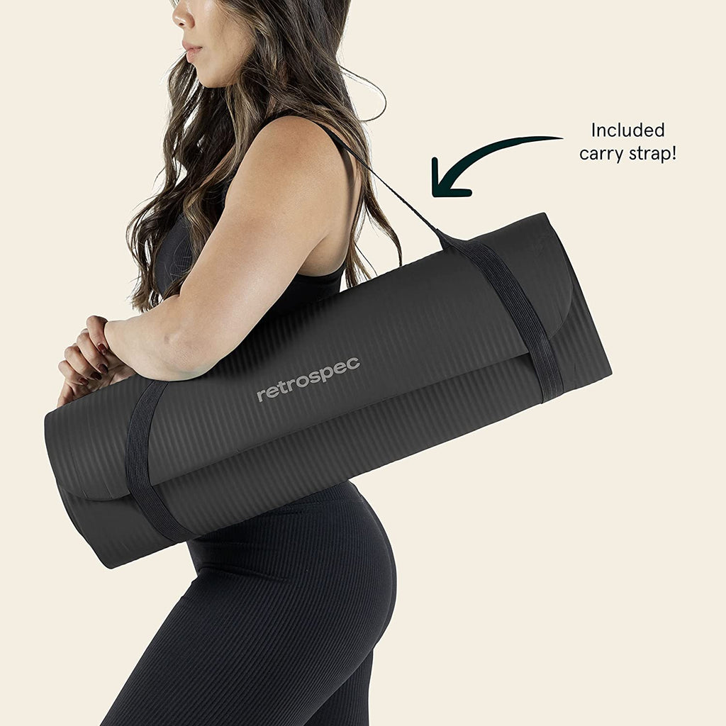 Solana Yoga Mat Thick 1/2In Non-Slip Workout Mat with Nylon Strap - 72X24In Exercise Mat for Pilates