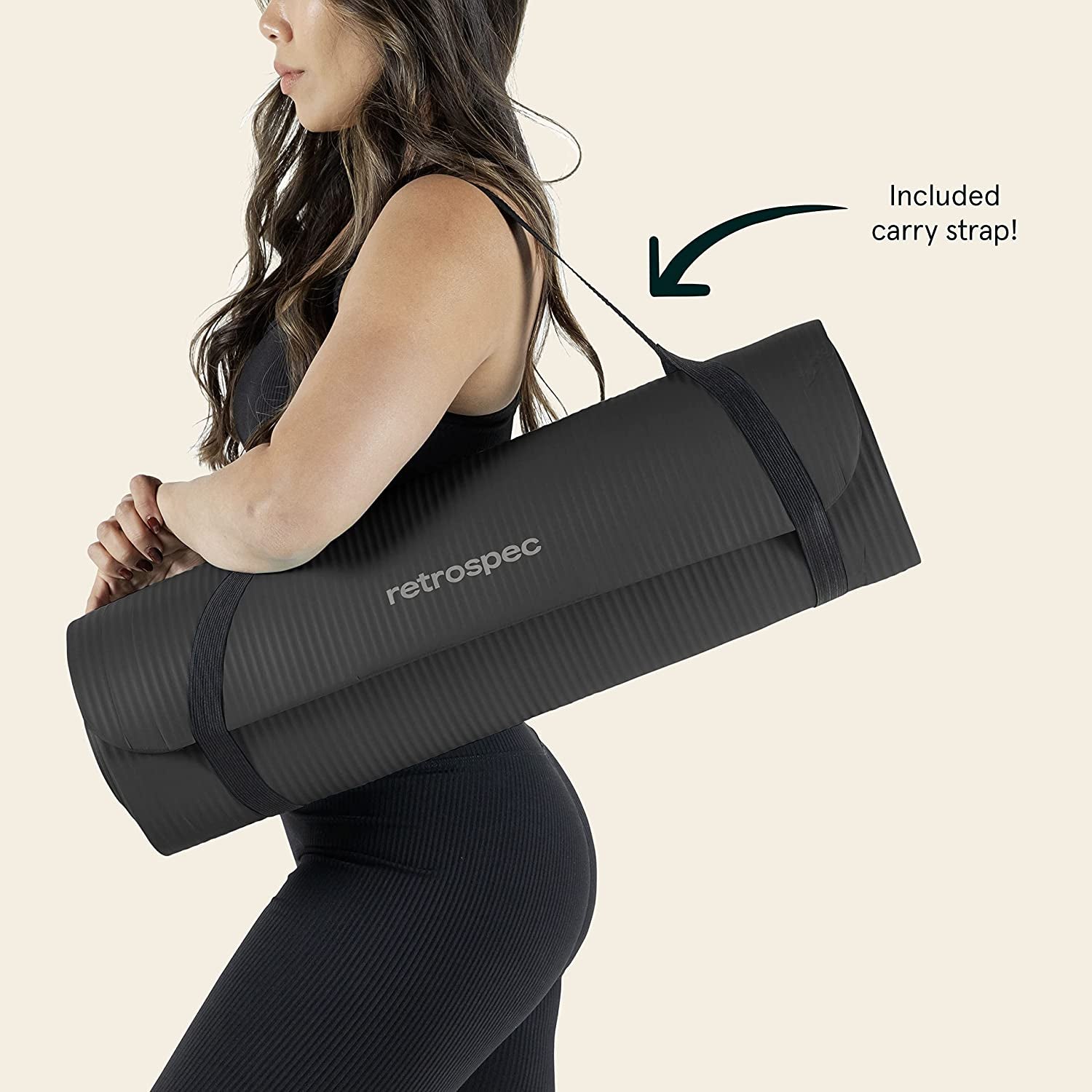 Solana Yoga Mat Thick 1/2In Non-Slip Workout Mat with Nylon Strap - 72X24In Exercise Mat for Pilates