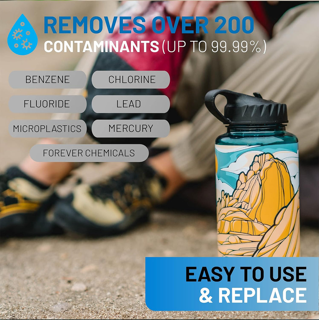 Nalgene OG Water Bottle with Filter, USA Made, BPA Free, Removes 99.99% Tap Water Contaminants, Forever Chemicals, Access Fund 23 Art, 32 Oz