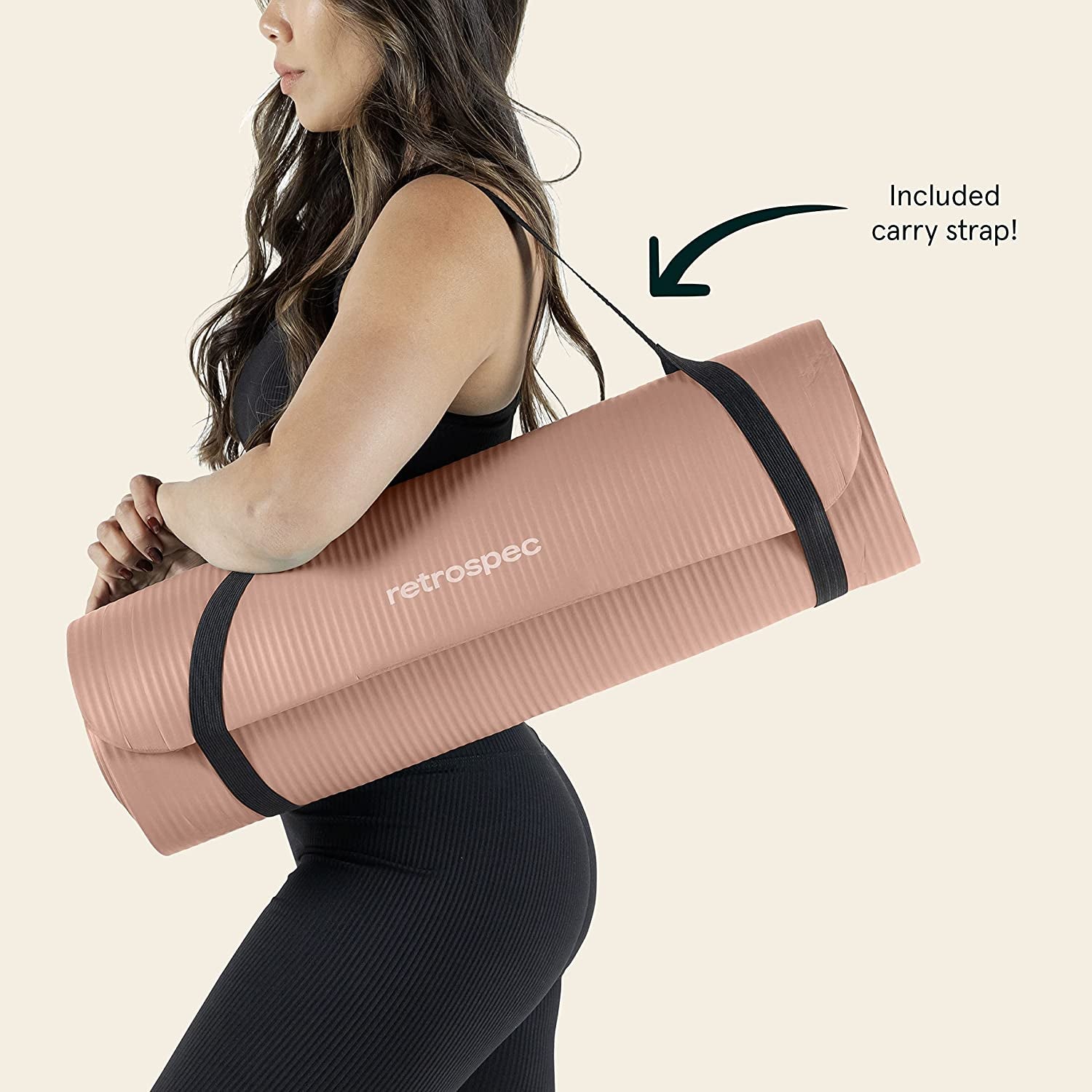 Solana Yoga Mat Thick 1/2In Non-Slip Workout Mat with Nylon Strap - 72X24In Exercise Mat for Pilates